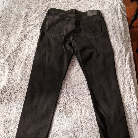 Levi's 711 Skinny Studded Ankle Jeans Soft Black - Picture 3 of 5